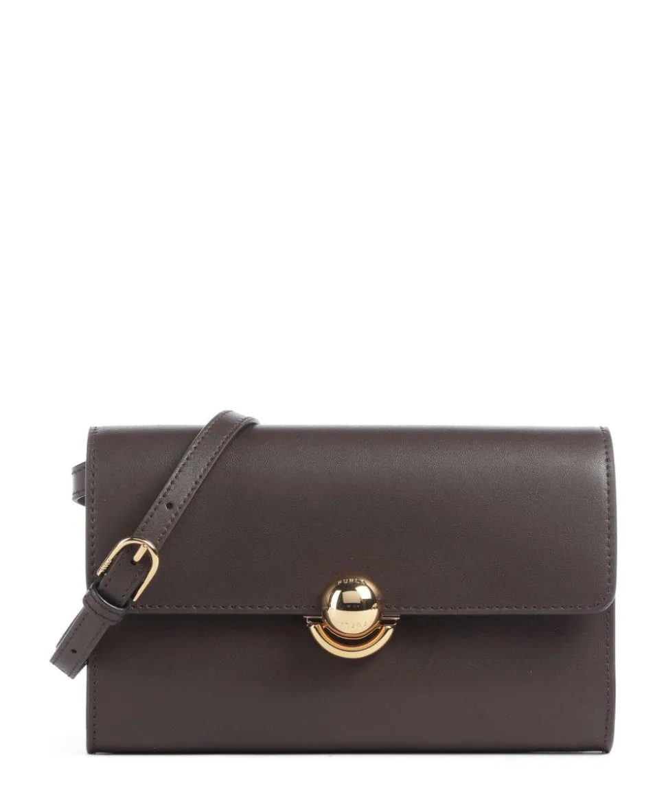 Sfera Crossbody Geldbörse fein genarbtes Leder dunkelbraun