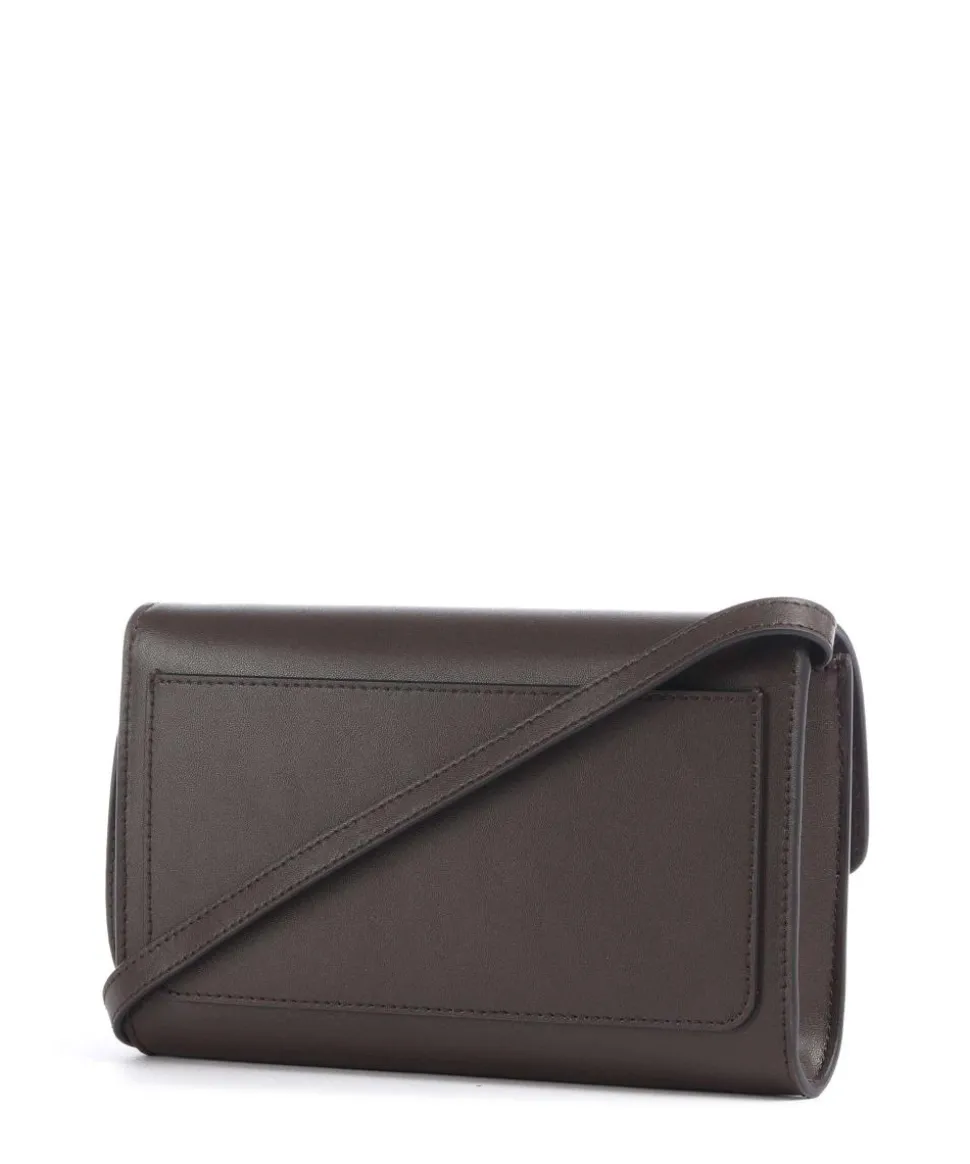 Sfera Crossbody Geldbörse fein genarbtes Leder dunkelbraun