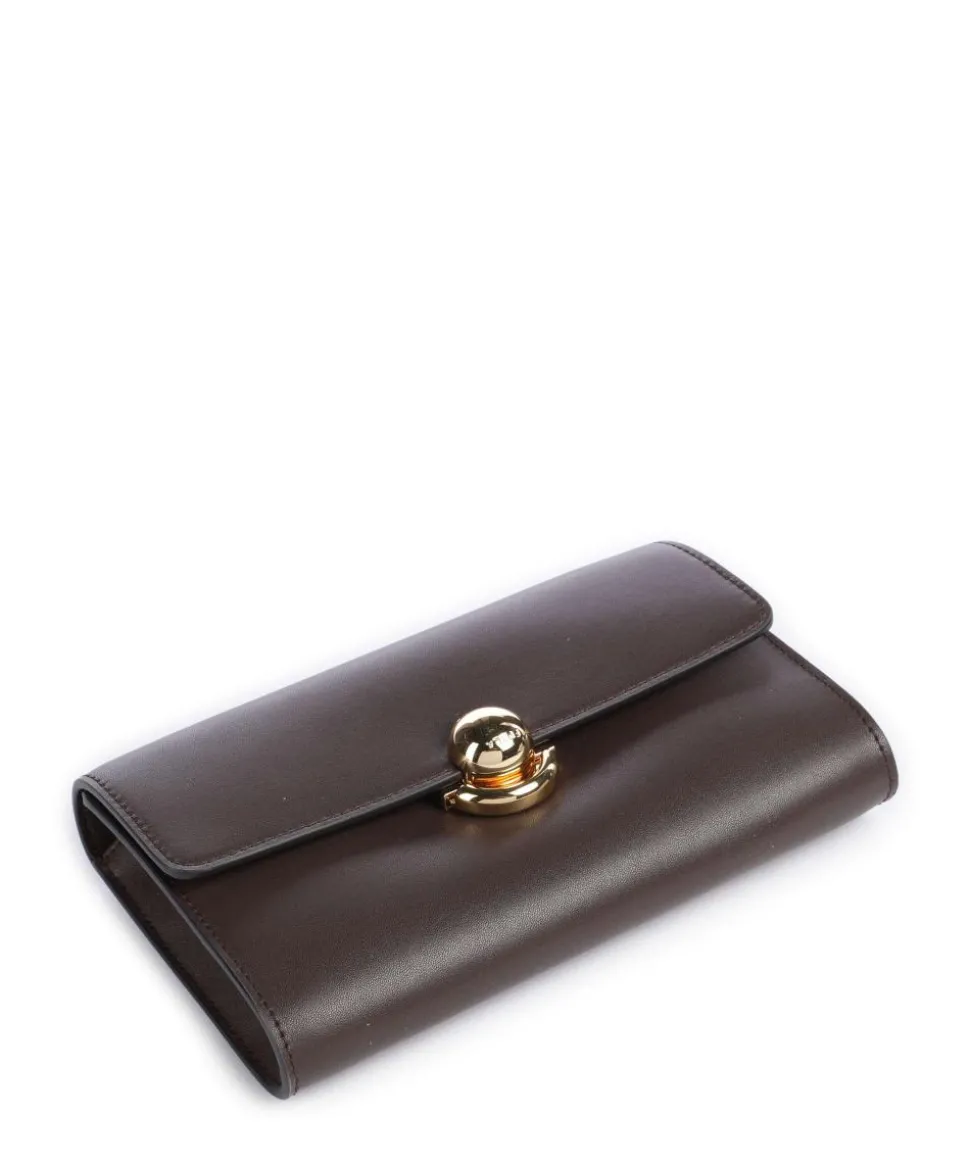 Sfera Crossbody Geldbörse fein genarbtes Leder dunkelbraun