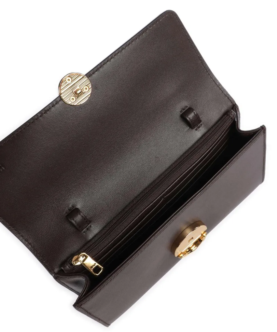 Sfera Crossbody Geldbörse fein genarbtes Leder dunkelbraun