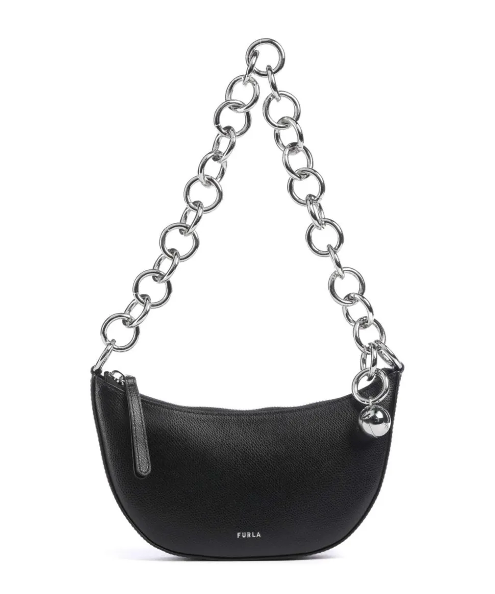 Sfera Mini Schultertasche genarbtes Leder schwarz