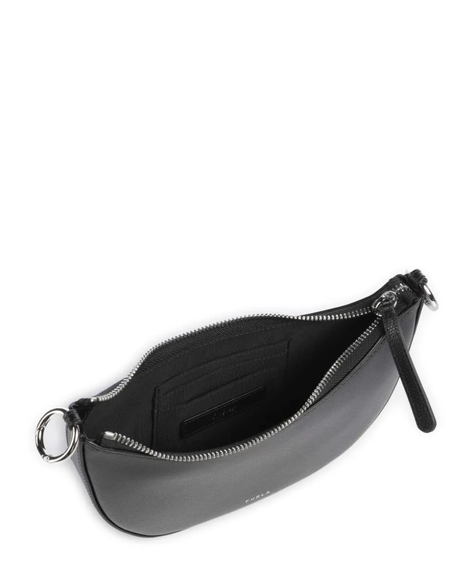 Sfera Mini Schultertasche genarbtes Leder schwarz