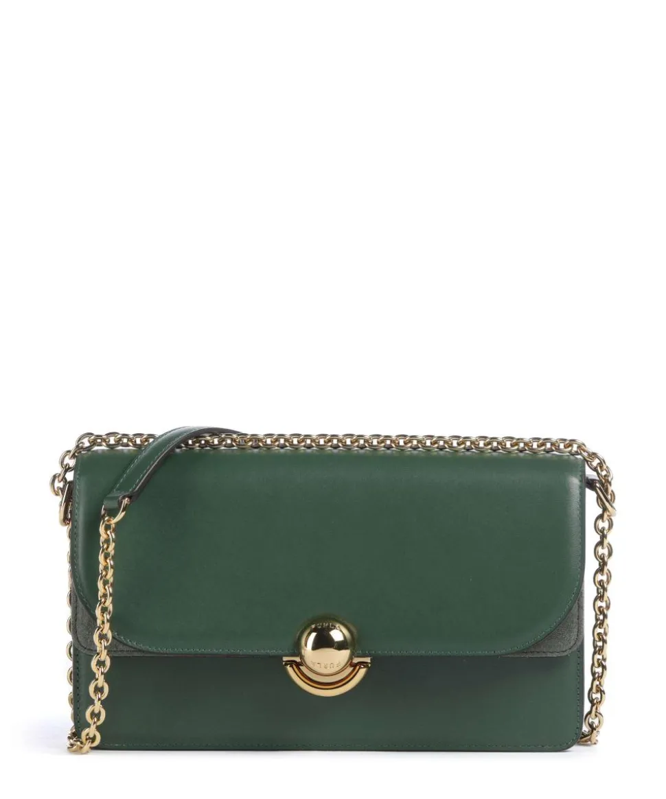 Sfera S Schultertasche fein genarbtes Leder, aufgerautes Leder dunkelgrün