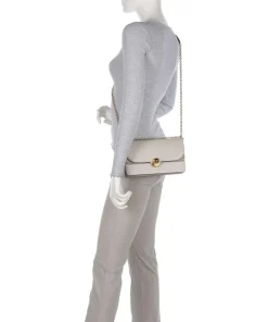 Sfera S Schultertasche fein genarbtes Leder, aufgerautes Leder beige