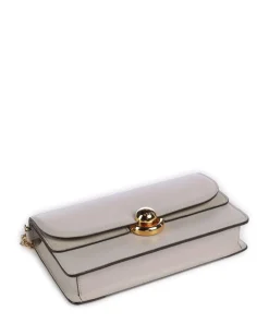 Sfera S Schultertasche fein genarbtes Leder, aufgerautes Leder beige