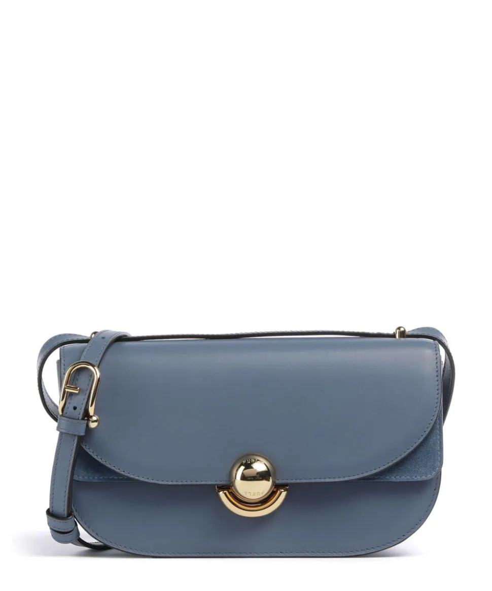 Sfera S Schultertasche fein genarbtes Kalbsleder blaugrau