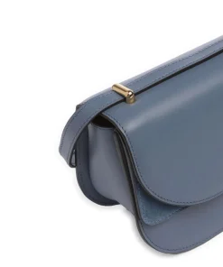 Sfera S Schultertasche fein genarbtes Kalbsleder blaugrau