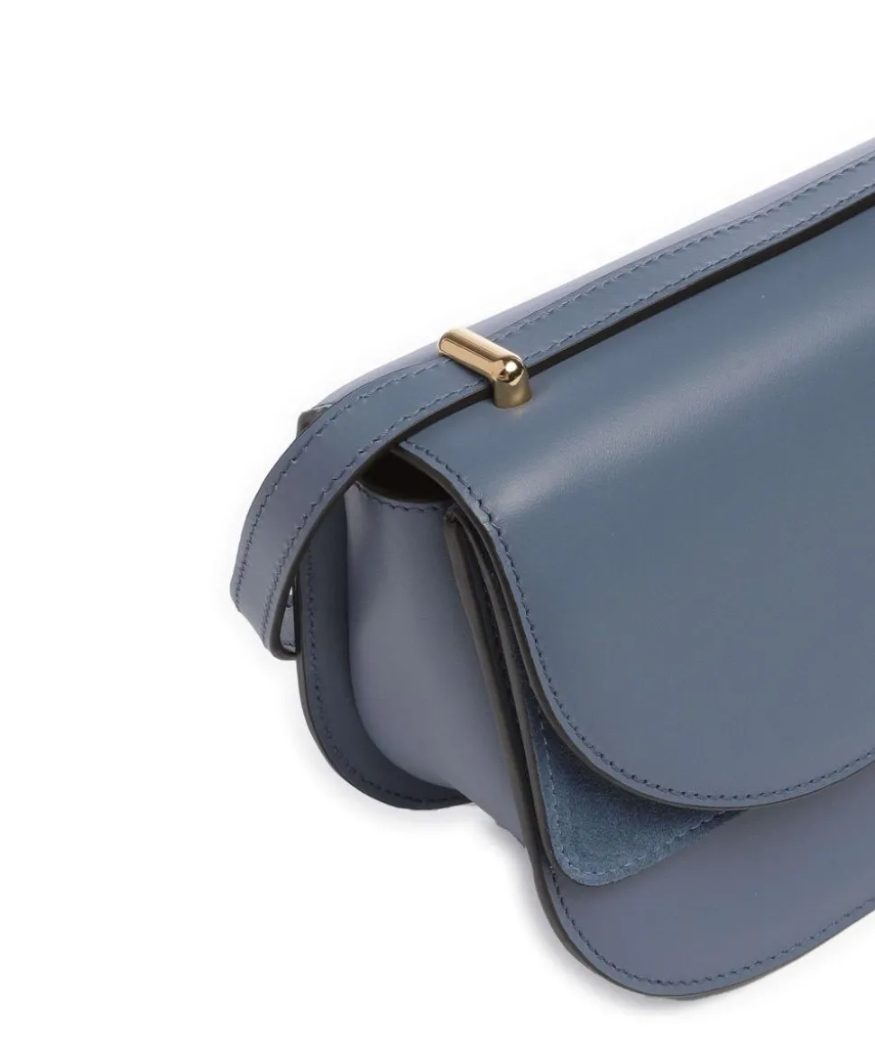 Sfera S Schultertasche fein genarbtes Kalbsleder blaugrau