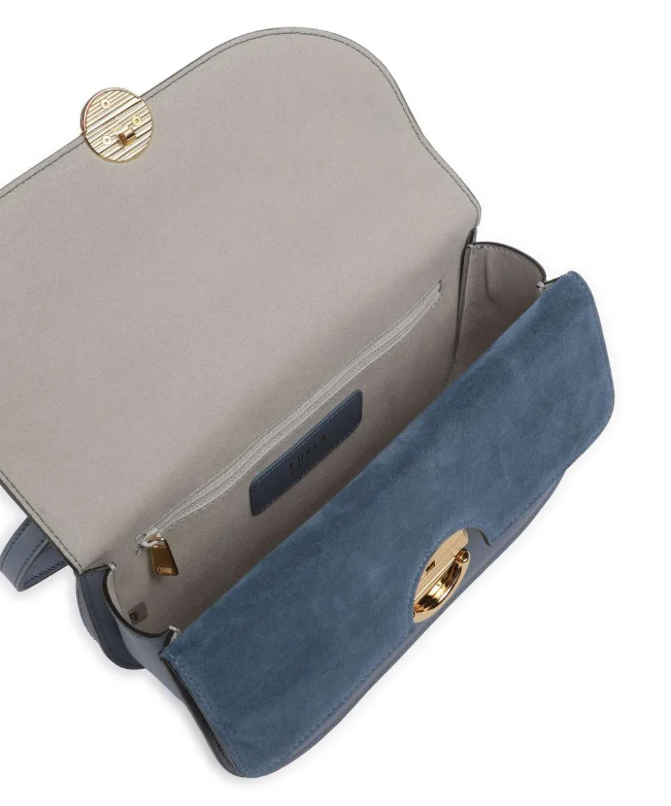 Sfera S Schultertasche fein genarbtes Kalbsleder blaugrau