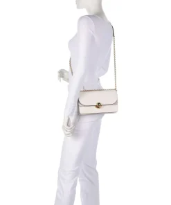 Sfera S Schultertasche fein genarbtes Leder, aufgerautes Leder creme