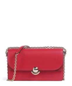 Sfera S Schultertasche fein genarbtes Leder, aufgerautes Leder rot