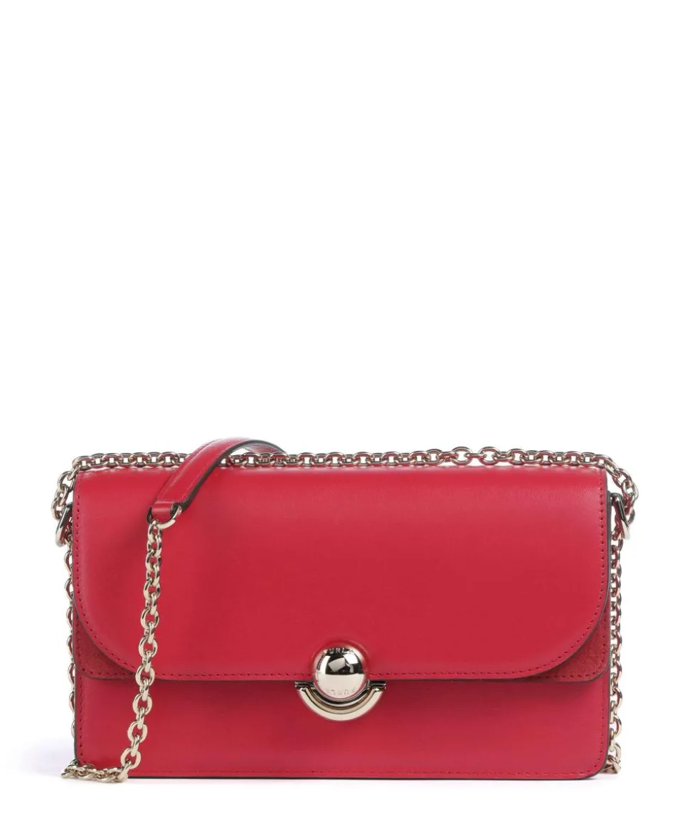 Sfera S Schultertasche fein genarbtes Leder, aufgerautes Leder rot