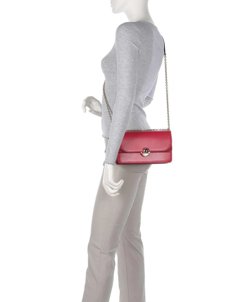 Sfera S Schultertasche fein genarbtes Leder, aufgerautes Leder rot