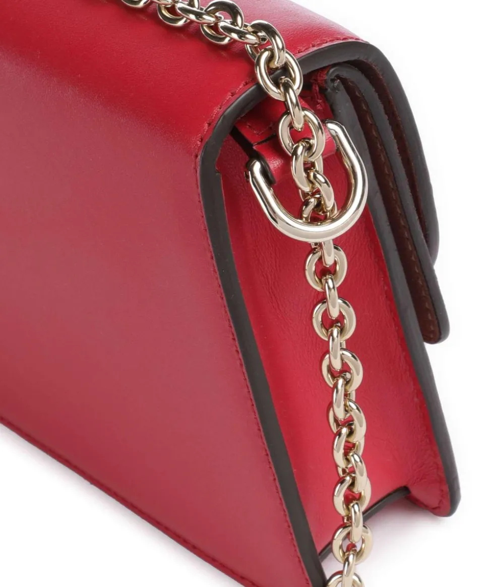 Sfera S Schultertasche fein genarbtes Leder, aufgerautes Leder rot