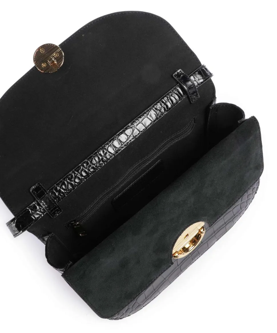 Sfera S Umhängetasche geprägtes Leder schwarz