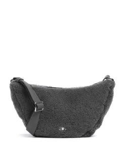 Shearling By My Side Umhängetasche Fell, genarbtes Rindsleder dunkelgrau