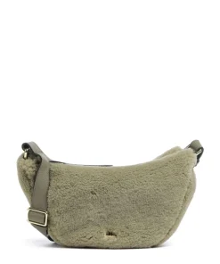 Shearling By My Side Umhängetasche Fell, genarbtes Rindsleder grün