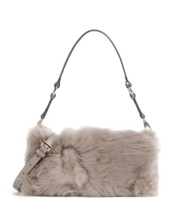 Shearling Mila Schultertasche fein genarbtes Leder hellgrau