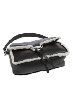 Shearling Temi Schultertasche weiches Rindsleder schwarz