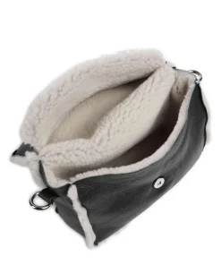 Shearling Temi Schultertasche weiches Rindsleder schwarz
