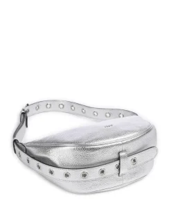 Shimmer By My Side Schultertasche genarbtes Rindsleder silber