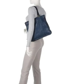 Shopper genarbtes Rindsleder dunkelblau