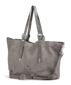 Shopper genarbtes Rindsleder grau