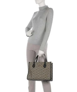 Silvana Handtasche Textil schwarz/beige