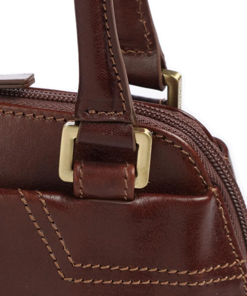 Single Tracollina Schultertasche fein genarbtes Rindsleder braun