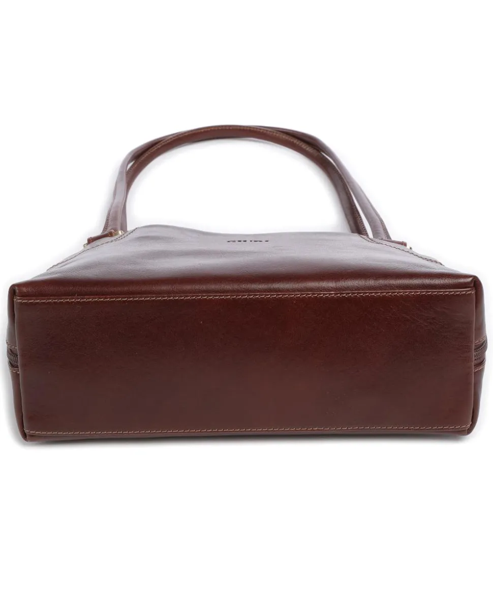 Single Tracollina Schultertasche fein genarbtes Rindsleder braun