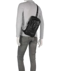 Slingbag fein genarbtes Rindsleder schwarz