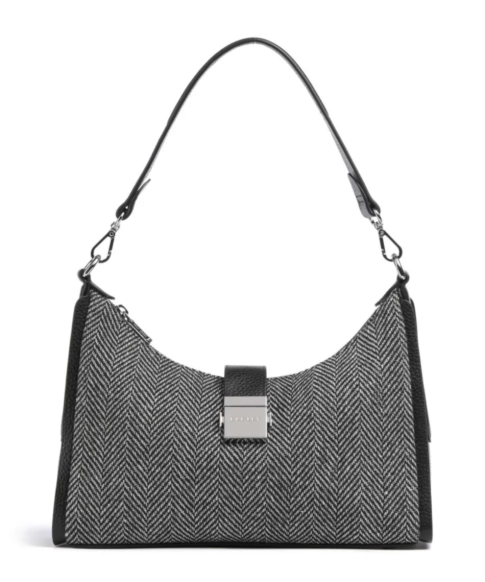 Sloane Street Schultertasche Textil, genarbtes Rindsleder schwarz