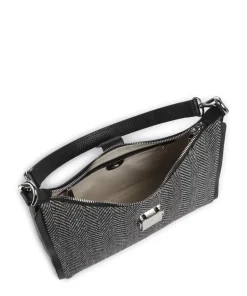 Sloane Street Schultertasche Textil, genarbtes Rindsleder schwarz