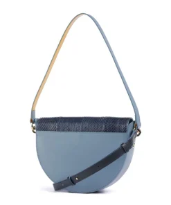 Smile Bag Schultertasche geprägtes Leder blaugrau