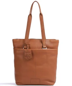 Soft Skylar Rucksack-Tasche 14″ genarbtes Leder cognac