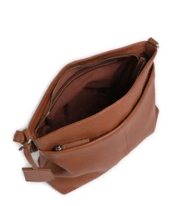 Soft Skylar Umhängetasche genarbtes Leder braun