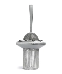 Spaced Out Handtasche Rindsleder, Schafsleder silber