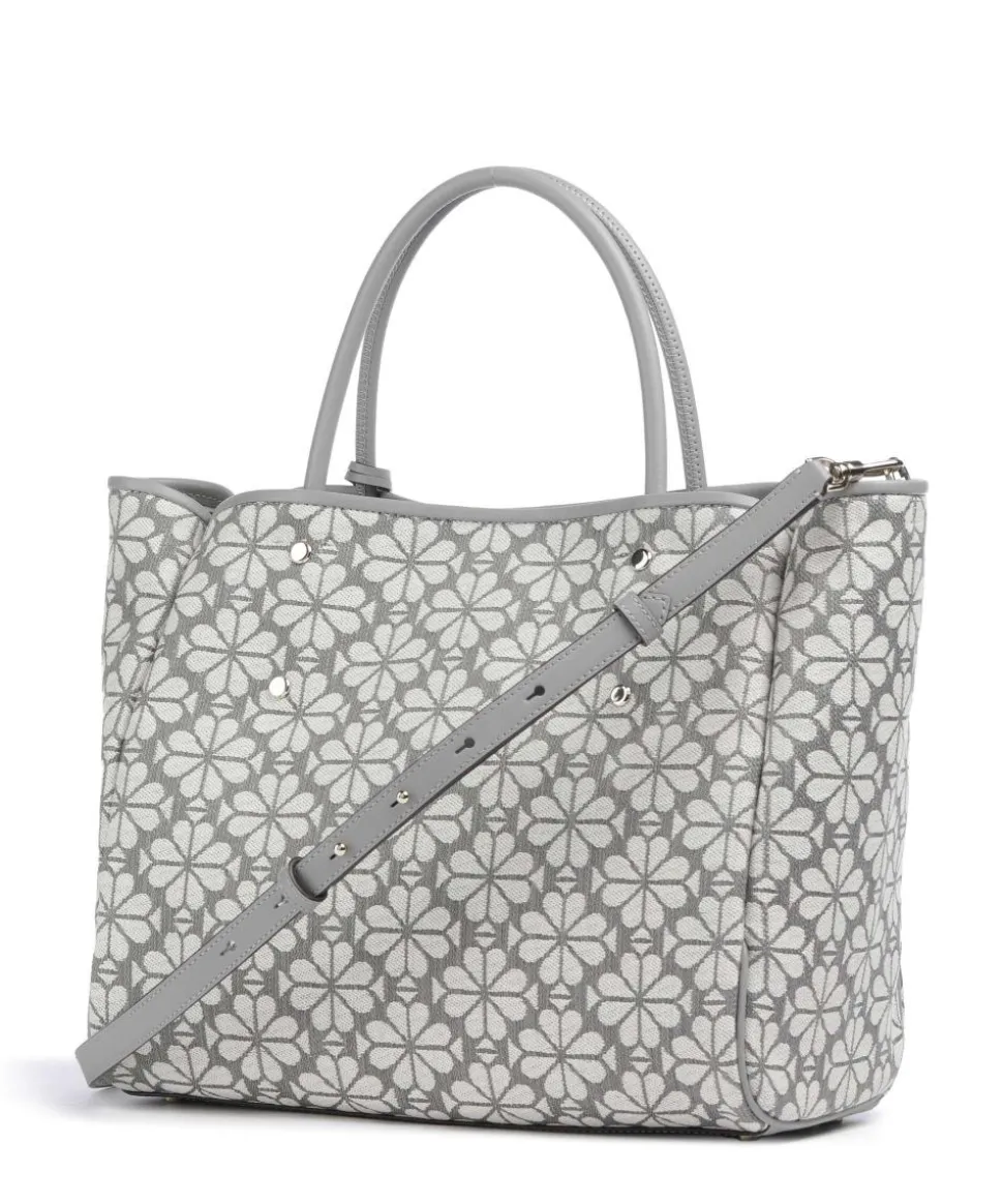 Spade Flower Jacquard Handtasche Canvas hellgrau