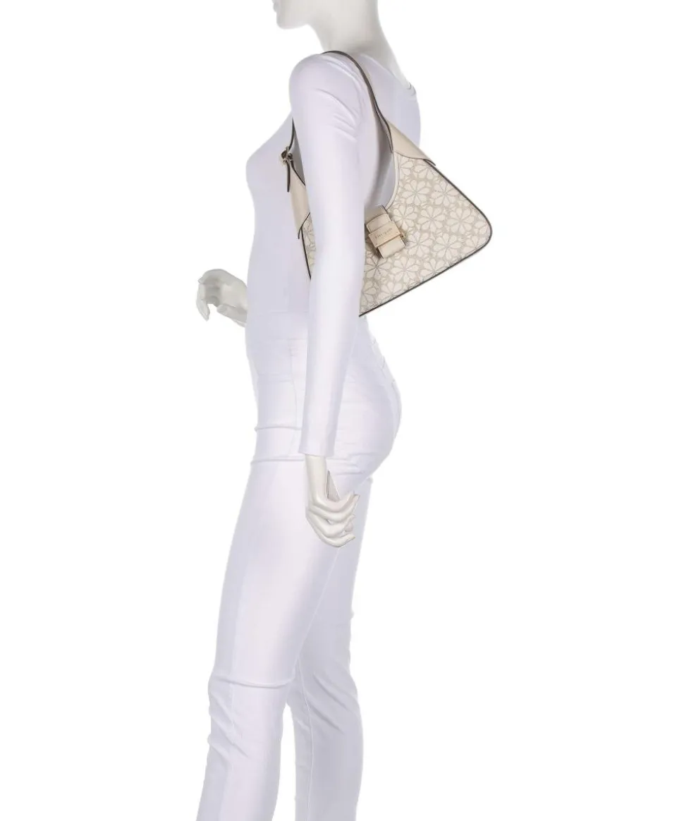 Spade Flower Jacquard Schultertasche Textil, fein genarbtes Rindsleder natur