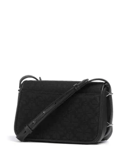 Spade Flower Jacquard Umhängetasche Textil, fein genarbtes Rindsleder schwarz