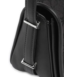 Spade Flower Jacquard Umhängetasche Textil, fein genarbtes Rindsleder schwarz