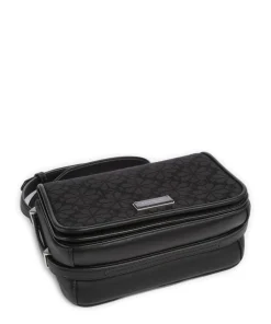 Spade Flower Jacquard Umhängetasche Textil, fein genarbtes Rindsleder schwarz