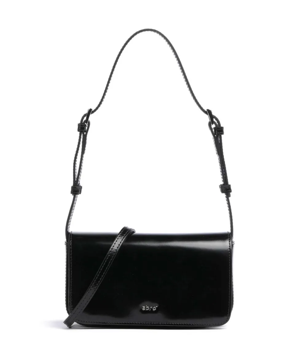 Specchio Charming Schultertasche glattes Rindsleder schwarz