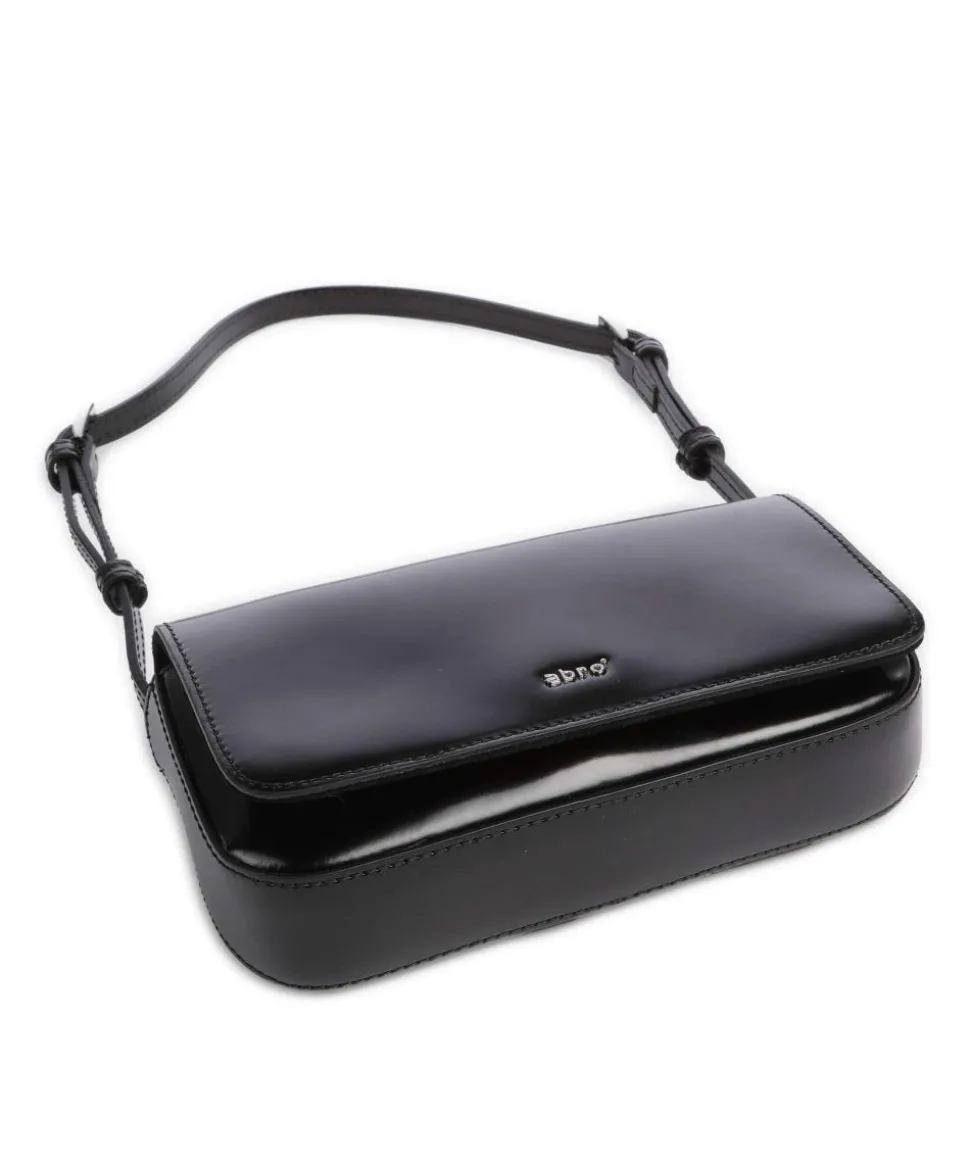 Specchio Charming Schultertasche glattes Rindsleder schwarz