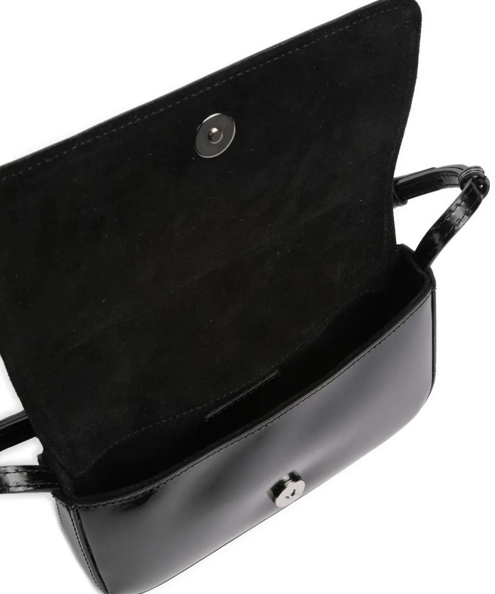 Specchio Charming Schultertasche glattes Rindsleder schwarz