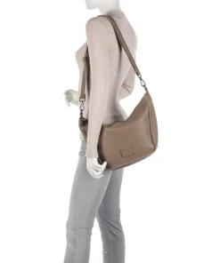 Stines Schultertasche genarbtes Leder taupe