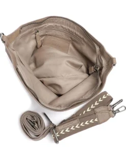 Stines Schultertasche genarbtes Leder taupe