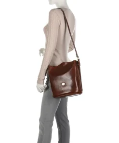 Story Donna Beuteltasche glattes Rindsleder braun