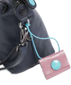 Stripes Funny Umhängetasche genarbtes Kalbsleder dunkelblau