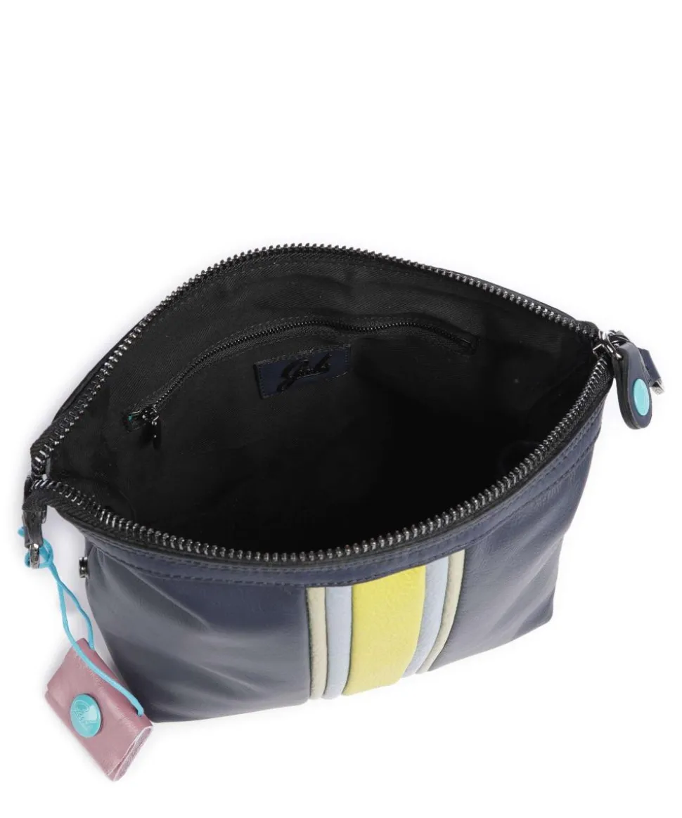 Stripes Funny Umhängetasche genarbtes Kalbsleder dunkelblau